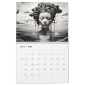 白黒抽象芸術 カレンダー (3月 2026)