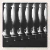 白黒抽象芸術 ガラスコースター (正面)