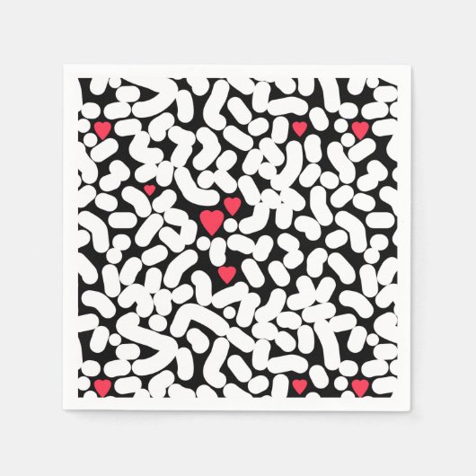 白黒抽象芸術 スタンダードカクテルナプキン (正面)