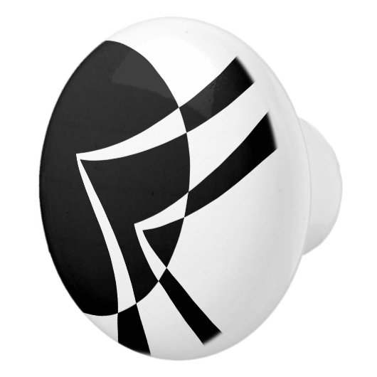 白黒抽象芸術 セラミックノブ (右)