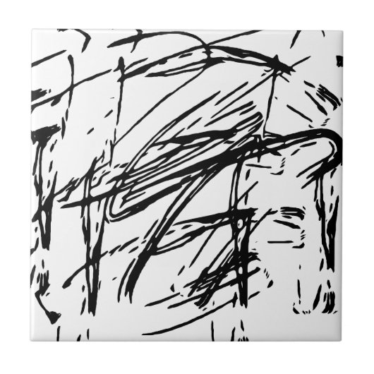 白黒抽象芸術 タイル (正面)