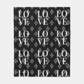 白黒抽象芸術 フリースブランケット (正面)