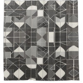 白黒抽象芸術：ミニマルスタイル シャワーカーテン (正面)