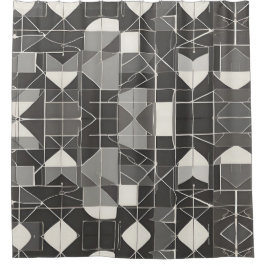 白黒抽象芸術：ミニマルスタイル シャワーカーテン