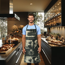 白黒抽象芸術 – モノクロモダンキッチン エプロン