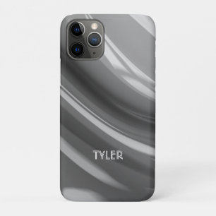 白黒抽象芸術、名前の白(文字) iPhone 11 PROケース