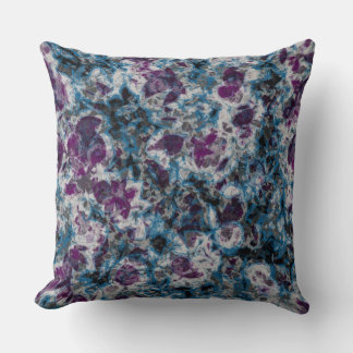 白黒抽象芸術（紫と青） クッション