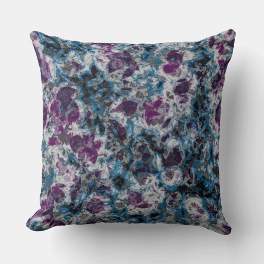 白黒抽象芸術(紫と青) クッション (正面)