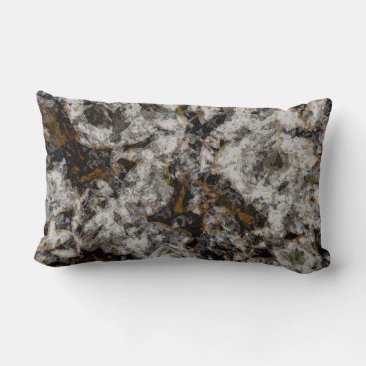 白黒抽象芸術(金ゴールドとグレー) ランバークッション (裏面)