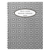 白黒抽象芸術FlowerNotebook ノートブック (正面)