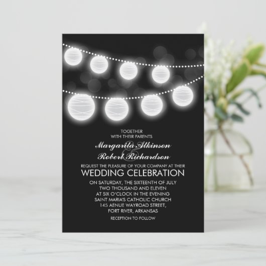 白黒提灯結婚式招待状 招待状 (スタンド正面)