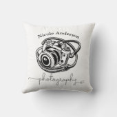 白黒撮影カメラロゴグラフィック クッション (裏面)