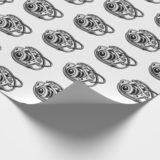 白黒撮影カメラロゴグラフィック ラッピングペーパー (角)