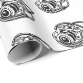 白黒撮影カメラロゴグラフィック ラッピングペーパー (ロールコーナー)