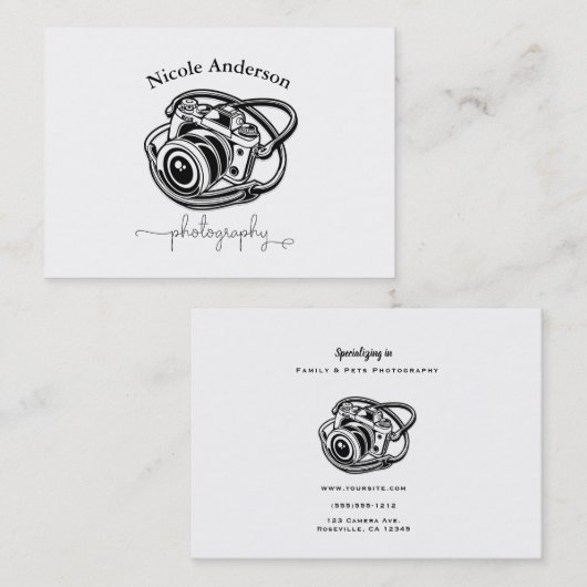 白黒撮影カメラロゴグラフィック 名刺 (正面/裏面)