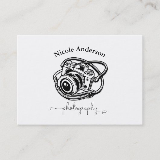 白黒撮影カメラロゴグラフィック 名刺 (正面)