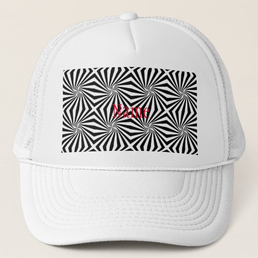 白黒放射パターンThunder_Cove キャップ (正面)