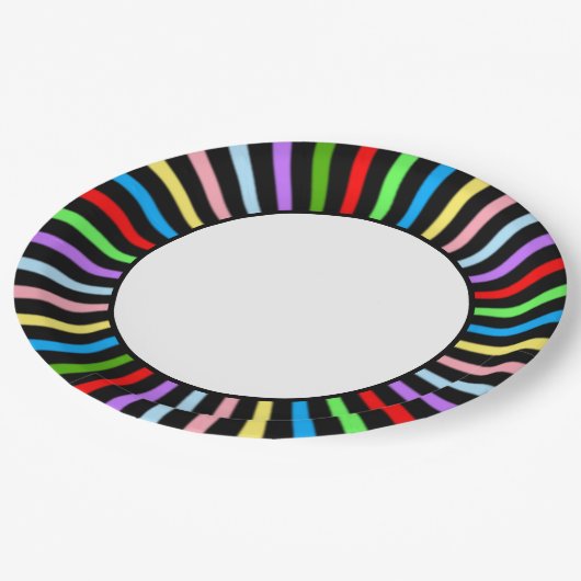 白黒数々のパーティーのカラー光線 ペーパープレート (アングル)