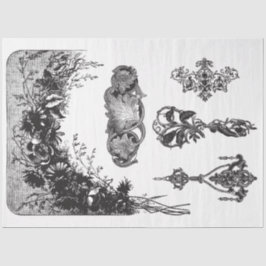 白黒数々のモティフデクページ紙 薄葉紙