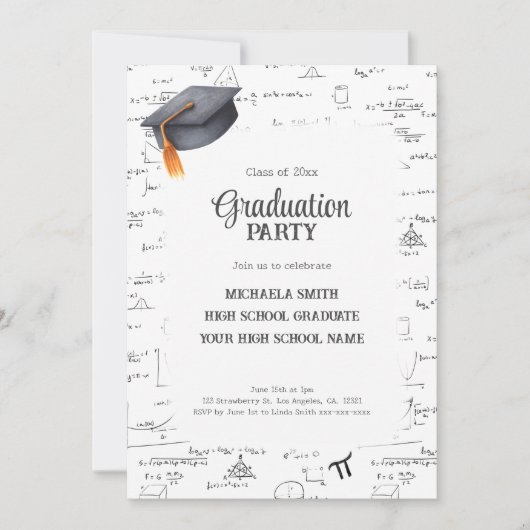 白黒数学卒業 招待状 (正面)