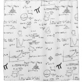 白黒数式ハンドハンド書 シャワーカーテン (正面)
