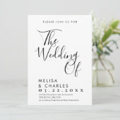 白黒文字エレガント書 招待状 (スタンド正面)