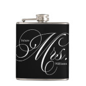 白黒文字エレガント未来ミセス フラスク (正面)