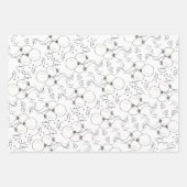 白黒文字ドードルバルーンハッピーバースデー ラッピングペーパーシート (正面2)