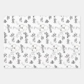 白黒文字ドードルバルーンハッピーバースデー ラッピングペーパーシート (正面)