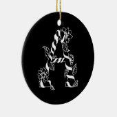 白黒文字「A」、巻き花 セラミックオーナメント (右)