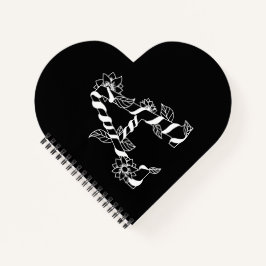 白黒文字「A」、巻き花 ノートブック