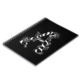 白黒文字「A」、巻き花 ノートブック (左側)