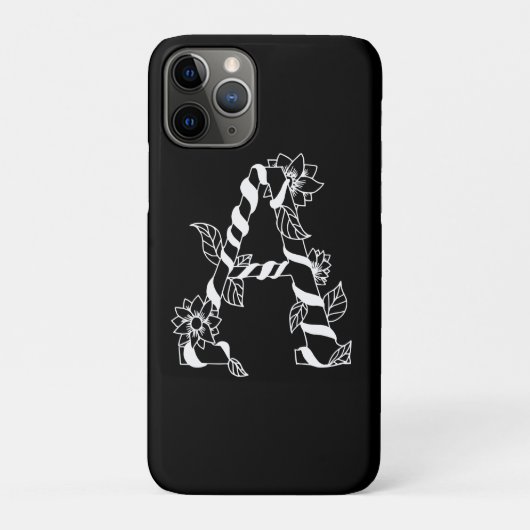 白黒文字「A」、巻き花 Case-Mate iPhoneケース (裏)