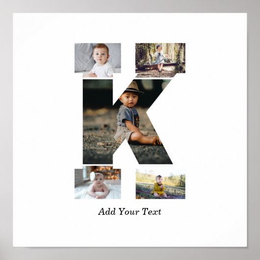 白黒文字Kフォトコラージュ ポスター (正面)