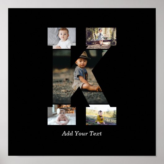 白黒文字Kフォトコラージュ ポスター (正面)