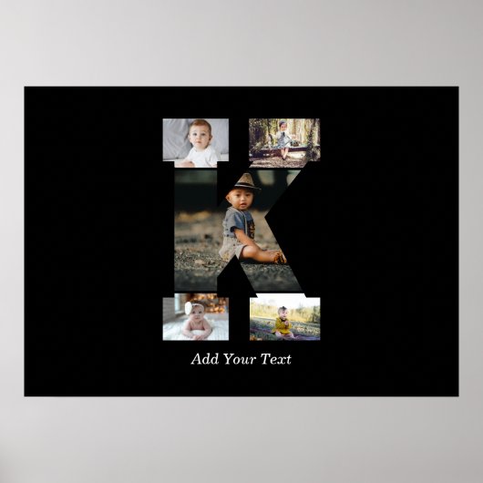白黒文字Kフォトコラージュ ポスター (正面)