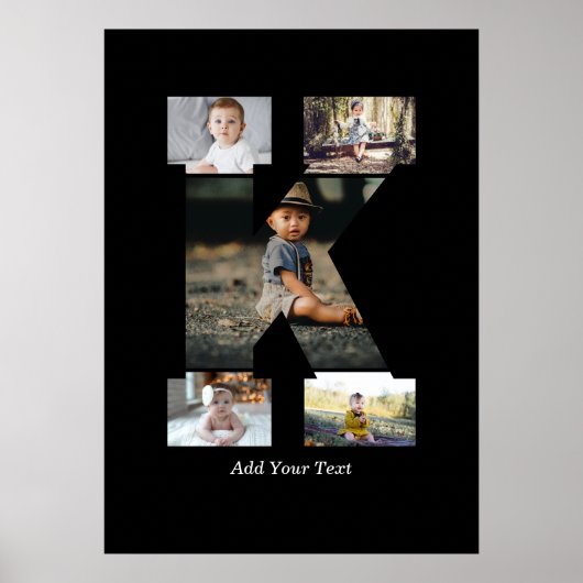 白黒文字Kフォトコラージュ ポスター (正面)