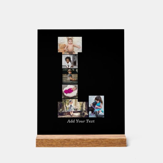 白黒文字Lフォトコラージュ アクリルサイン (正面)