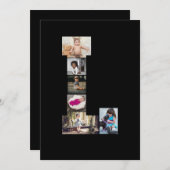 白黒文字Lフォトコラージュ サンキューカード (正面/裏面)