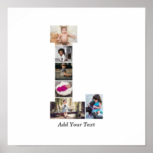 白黒文字Lフォトコラージュ ポスター (正面)