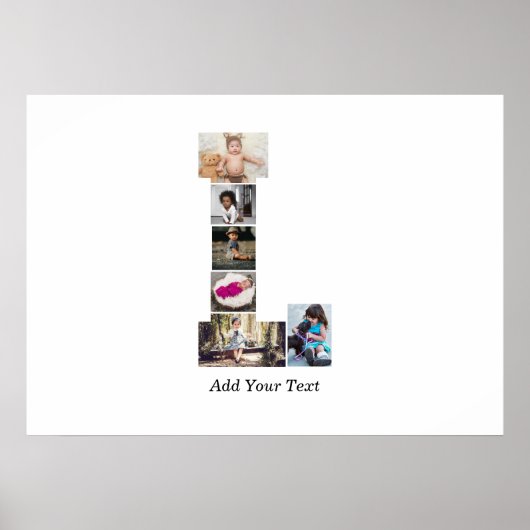 白黒文字Lフォトコラージュ ポスター (正面)