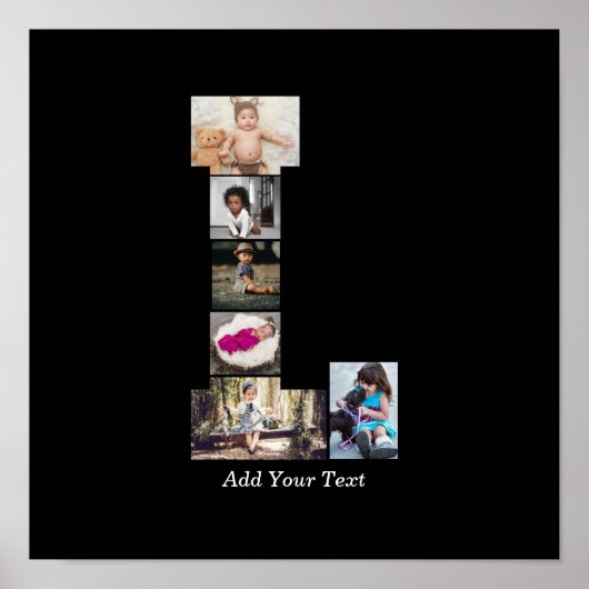 白黒文字Lフォトコラージュ ポスター (正面)