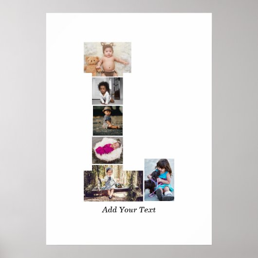 白黒文字Lフォトコラージュ ポスター (正面)