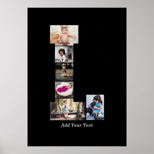 白黒文字Lフォトコラージュ ポスター (正面)