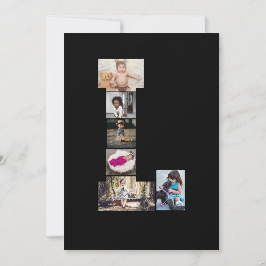 白黒文字Lフォトコラージュ 案内状 (正面)