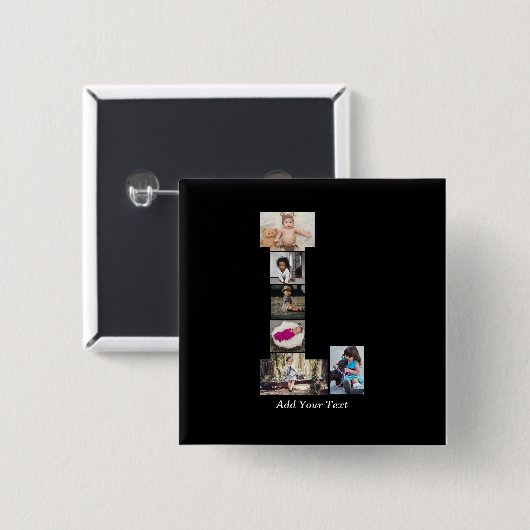 白黒文字Lフォトコラージュ 缶バッジ (正面&裏面)