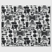 白黒料理のガジェットと器具 ラッピングペーパー (フラット)