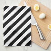 白黒斜めの縞 キッチンタオル (四つ折り)