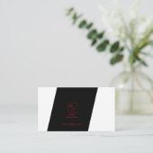 白黒斜め赤モノグラム名刺 名刺 (スタンド正面)