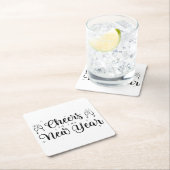 白黒新年モダンパーティー紙コースター スクエアペーパーコースター (インサイチュ)